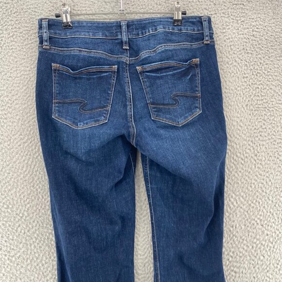 Silver Jeans Womens 30 Suki Slim Boot Blue Dark Wash Denim Button Fly Stretch - Picture 4 of 12